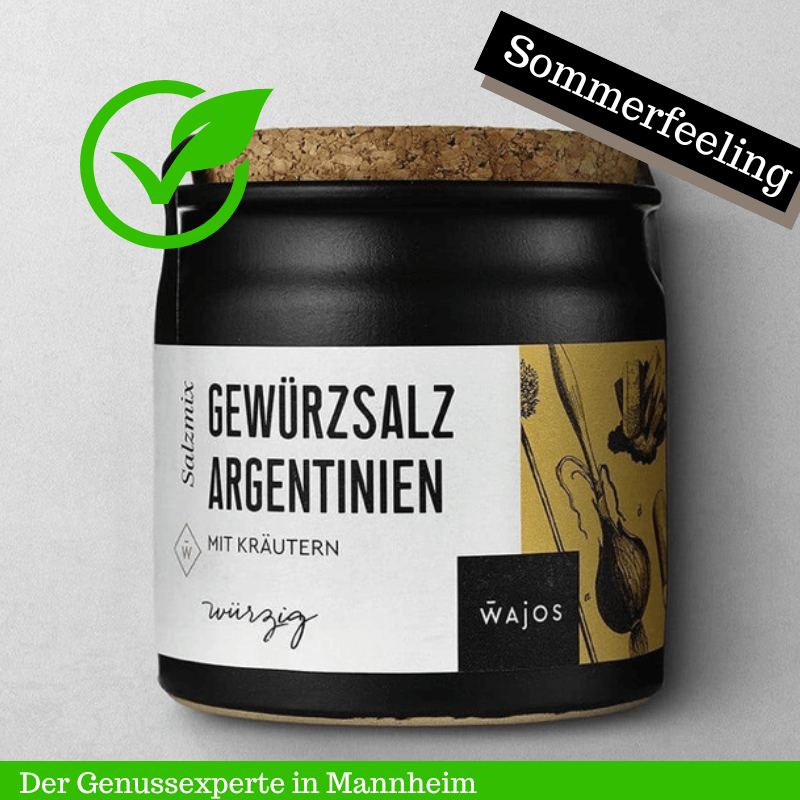 Schwarzer Keramiktopf mit Gewürzsalz Argentinien. Chimichurri Grillgewürz online kaufen bei Probieren & Genießen Mannheim O3,1