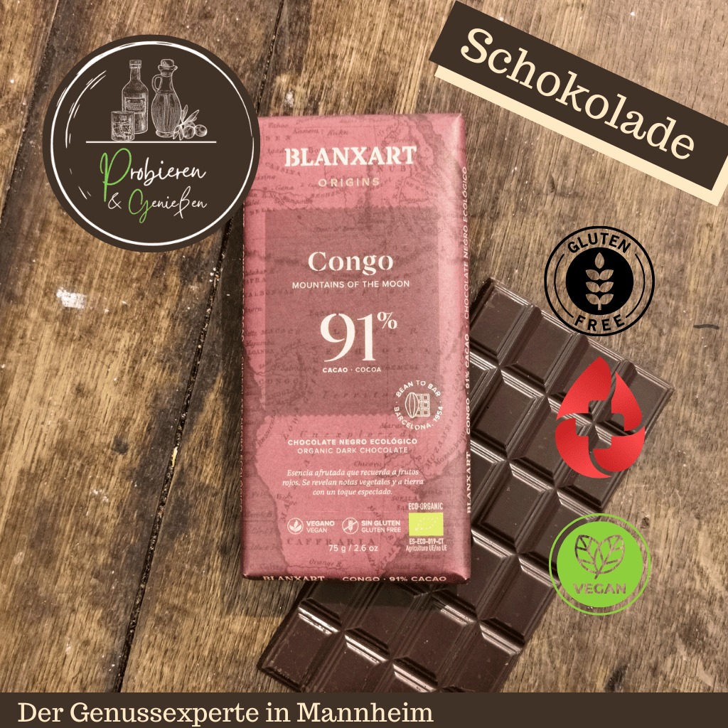 Eine Tafel Schokolade Blanxart Congo mit rötlicher Packung in Mannheim