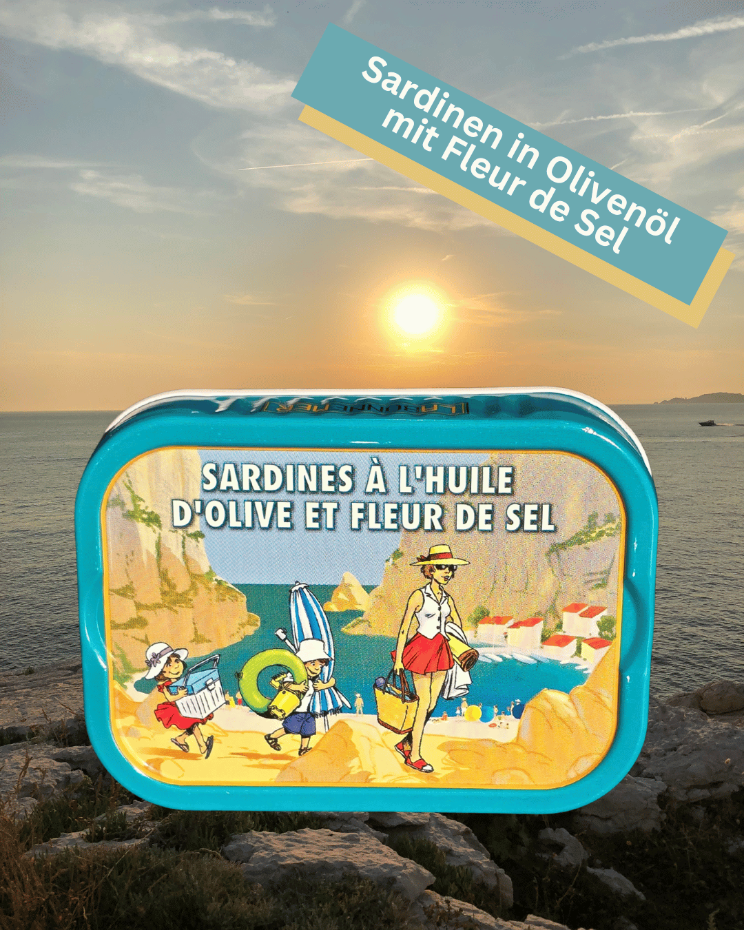 Eine blaue Dose LaBonneMer Sardinen in Olivenöl mit Fleur de Sel in Mannheim