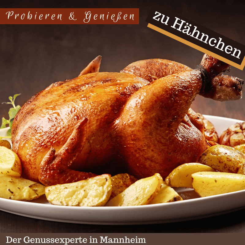 Grillsauce Hähnchen mit Bratkartoffeln in Mannheim Innenstadt und Chili Sauce