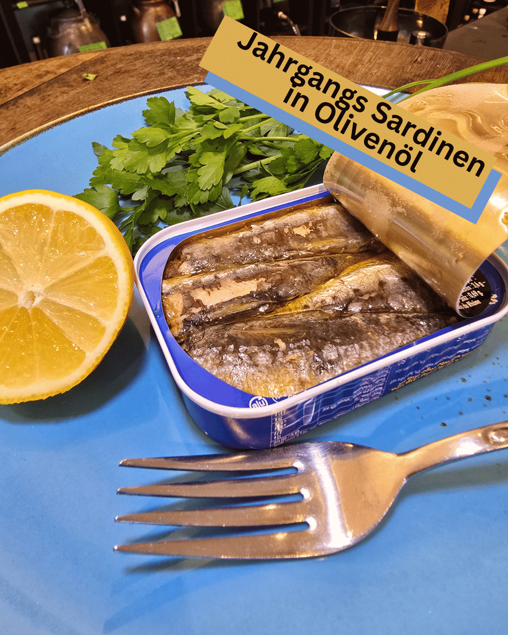Jahrgangssardinen in Mannheim geöffnete Dose mit Olivenöl