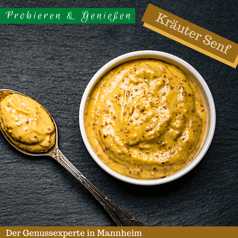 Schüssel mit körnigem Kräutersenf Senfmühle Mannheim