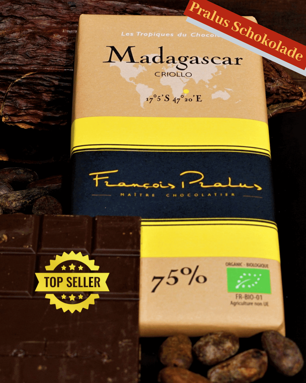 Eine Tafel Zartbitter Schokolade Madagascar Criollo von Francois Pralus in Mannheim