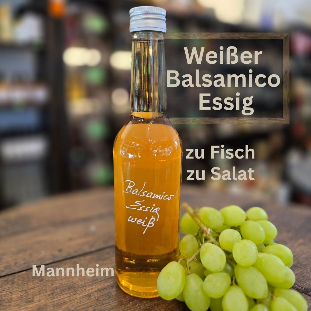 Weißer Balsamico Essig (Balsamico Bianco) Flasche mit Trauben - Mannheim Innenstadt - zu Fisch und Salat