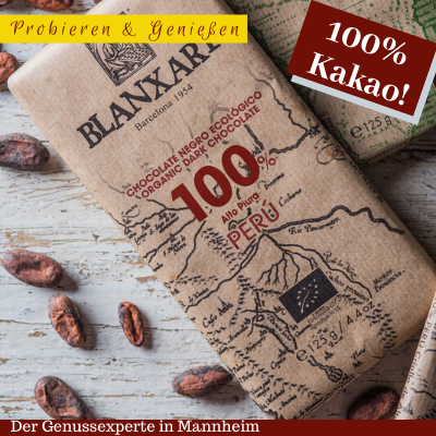 Blanxart 100% Kakao Peru BIO Zartbitterschokolade aus seltenen Criollo Kakaobohnen-Mannheim